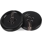 1 Inch Real Horn Buttons 10PCS Large Sewing Buttons for Coat, Blazer, Suit, Overcoat, Winter Coat, Jacket, Genuine Natural Brown Buffalo Horn Buttons for Men, Women (25mm, Black)