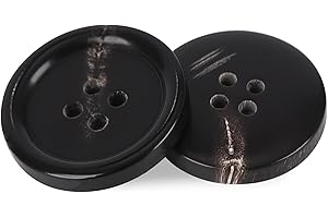 MIKZHSKR 1 Inch Real Horn Buttons 10PCS Large Sewing Buttons for Coat, Blazer, Suit, Overcoat, Winter Coat, Jacket, Genuine Natural Brown Buffalo Horn Buttons for Men, Women (25mm, Black)