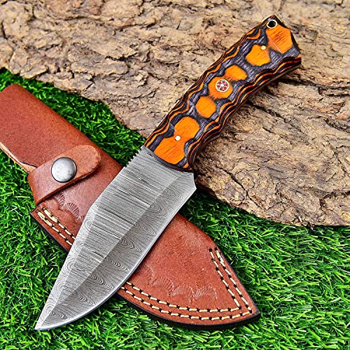 Handmade Damascus Hunting Knife with Beautiful