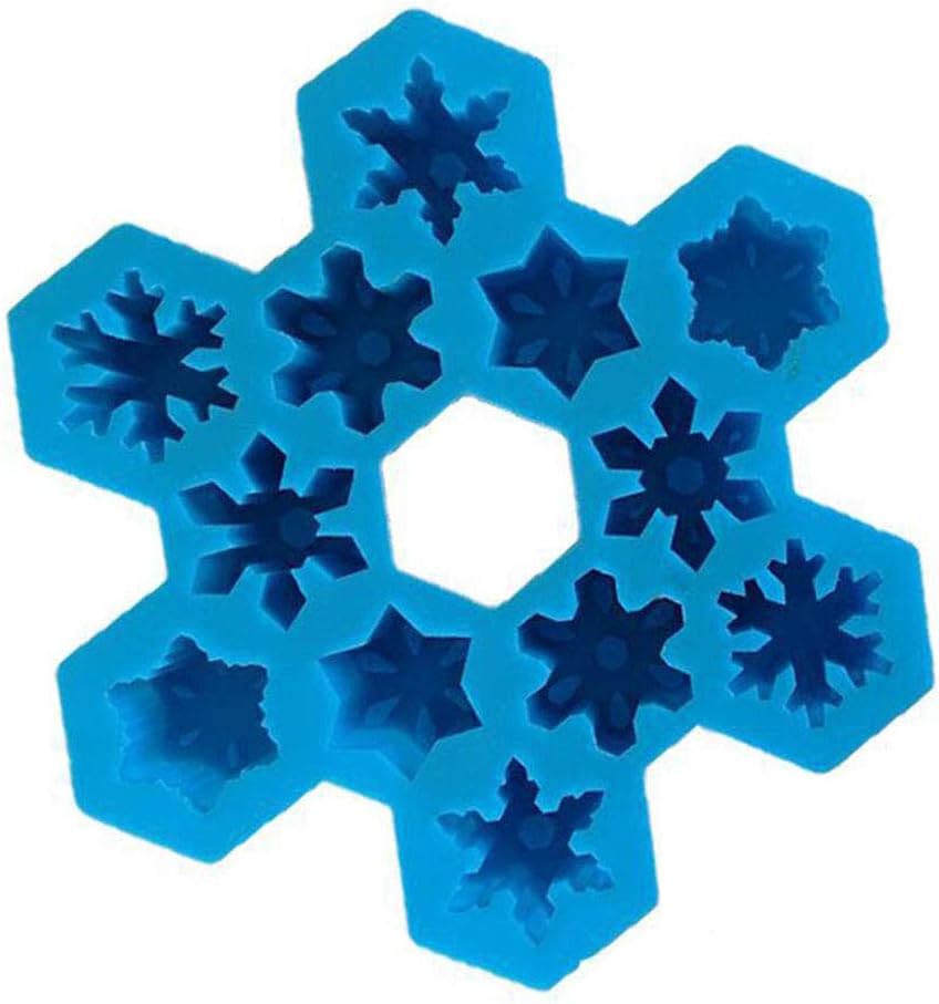 Myriad Choices 1x Christmas Snowflake Chocolate Moulds for 12pcs 3D Snowflake Chocolate Moulds for Ice Cream or Mini Soaps 6 Different Shapes Silicone Moulds Series, Silicone, blue, 17.5x15x2.3cm