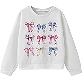 BEAUDRM Girl's Bow Graphic Sweatshirts Long Sleeve Crewneck Cute Pullover Cute Pullover Tops T Shirt
