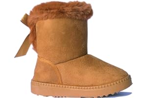 REDVOLUTION Kids Boots Toddler Girls Cute Butterfly Bow | PomPom PU leather Boot (Toddler/Small Kid)