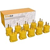 STARELO 10PCS Electrical Replacement Plug Extension Cord Ends Yellow Shell 125V 15A 2Pole 3Wire NEMA 5-15P 3-Prong Straight B