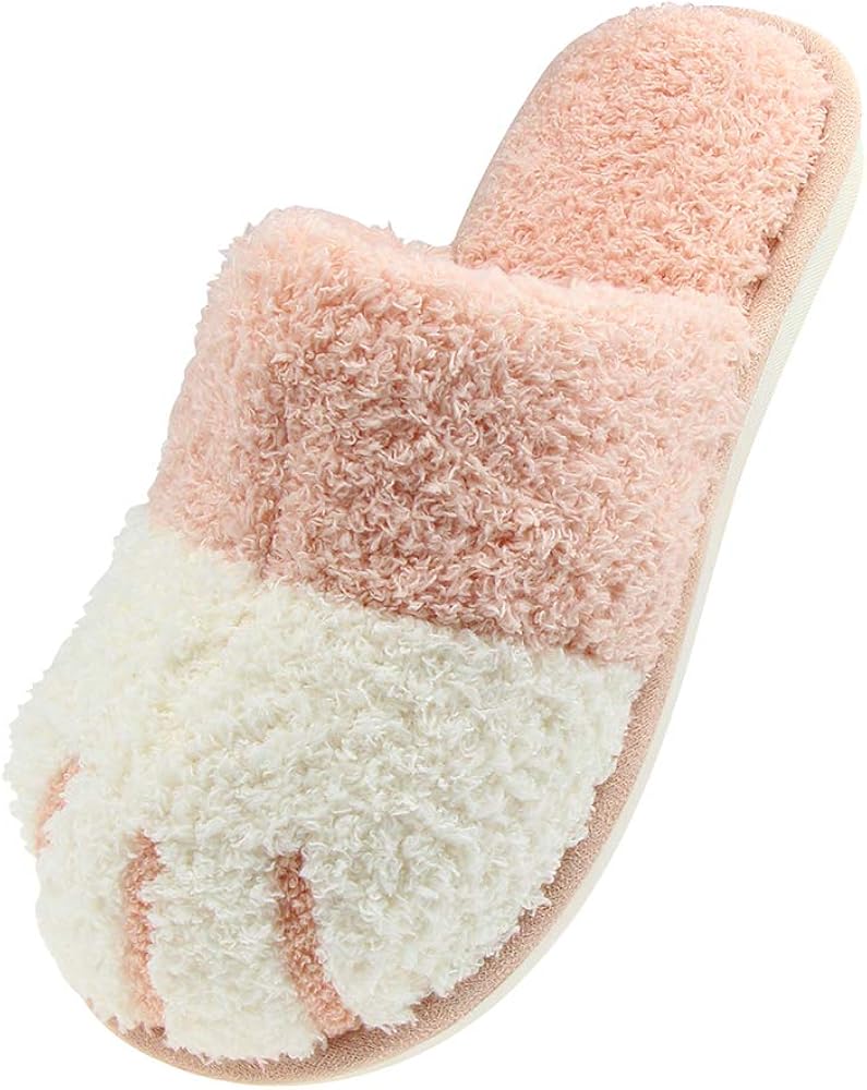 house shoes and slippers on Amazon Com Jugaogao House Slippers For Women Cute Cat Paw Fluffy Fuzzy Slippers Shoes With Memory Foam For Indoor Home Using Pink Size 5 6 Slippers