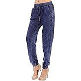 ToBeInStyle Women's Mineral Washed Denim Joggers - Navy - M-L