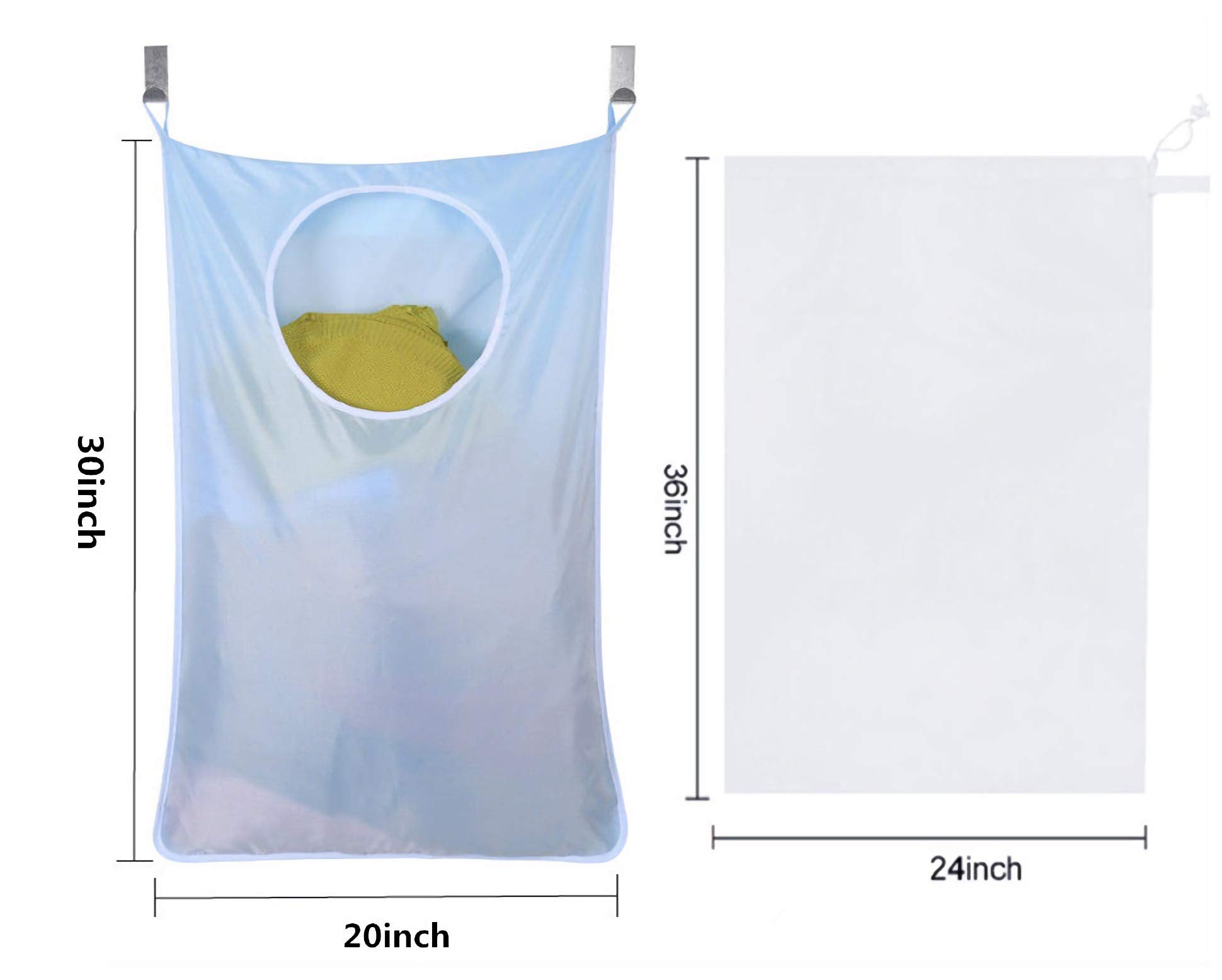 Laundry Hanging Bag, Space Saving Door-Hanging Laundry Hamper Bag and Laundry Mesh Bag for College Dorm, Apartment Dweller - Pack of 2, Large Bag