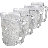 Lily's Home 16oz set of 4 Insulated Double Wall Gel-Filled Acrylic Frosted Freezer Stein Mugs, Great as Old Fashion Drinking Glasses at BBQs and Parties, Clear