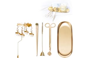 UCINNOVATE 5 in 1 Candle Accessory Set, Candle Wick Trimmer Cutter, Candle Snuffer Extinguisher, Wick Dipper, Candle Tray, Spinning Candle Holder with Gift Package for Candle Lovers (Deer)