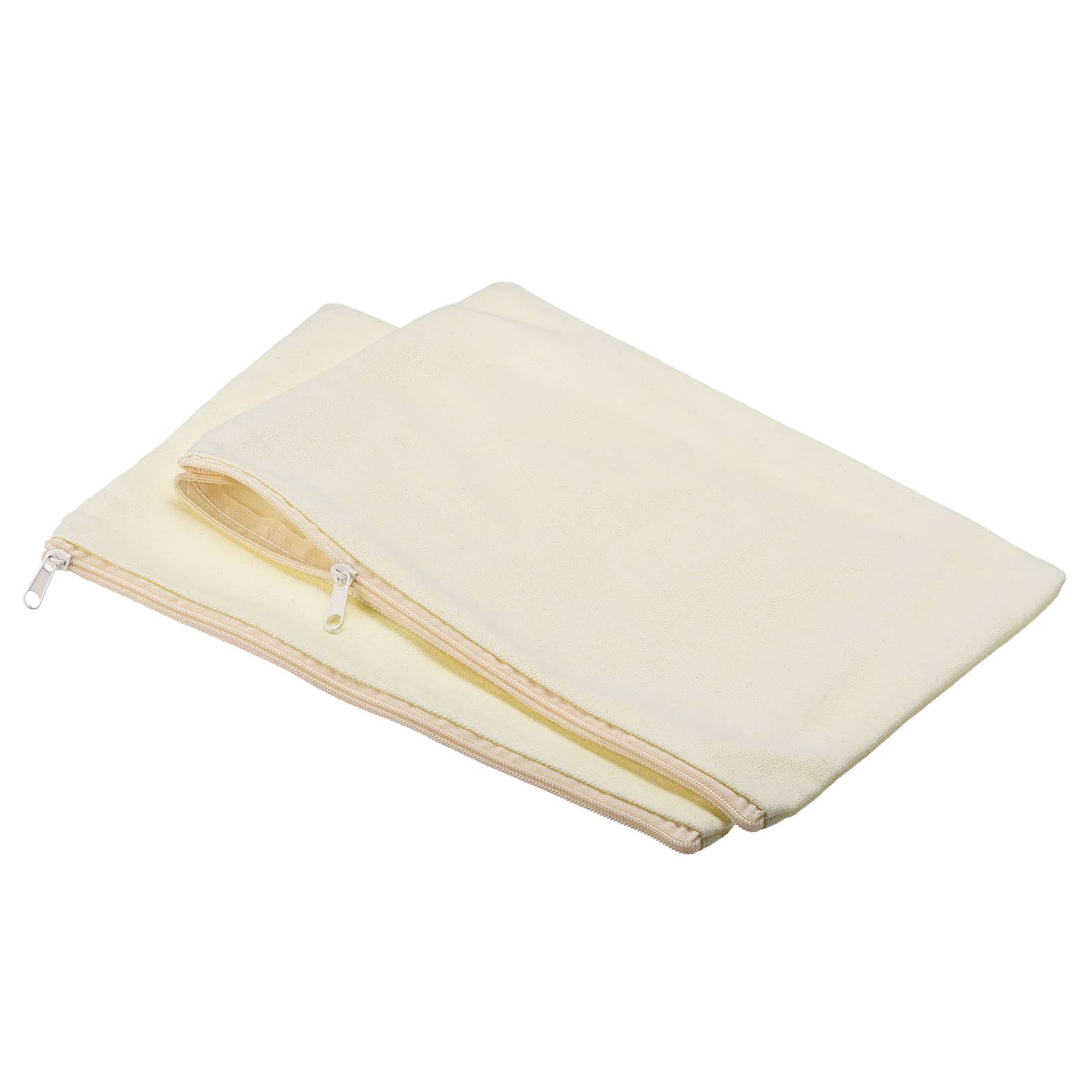 PATIKIL Canvas Zipper Pouch, 4 Pack Blank Zip DIY Bags Pencil Case Craft Storage Pocket for Travel Organizing Accessory, Beige