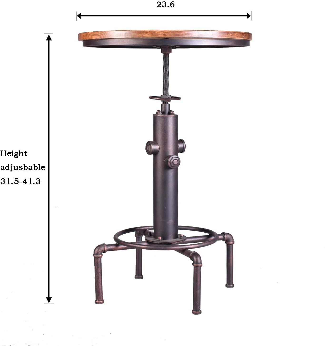 TOPOWER Industrial Bar Table 31.5-41.3" Adjustable Pub Table Kitchen Dining Coffee Bistro Table (Bronze): Kitchen & Dining