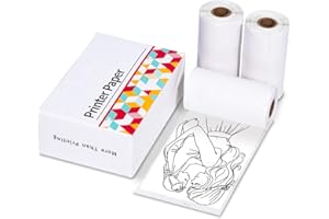 Ponek Thermal Pocket Printer Paper, White Self-Adhesive Paper Compatible with T02/M02X/M02L/Y02C/Q02 Bluetooth Mini Sticker Printer, Black On White Paper for Journal Photo, 50mm x 3.5m, 3 Rolls