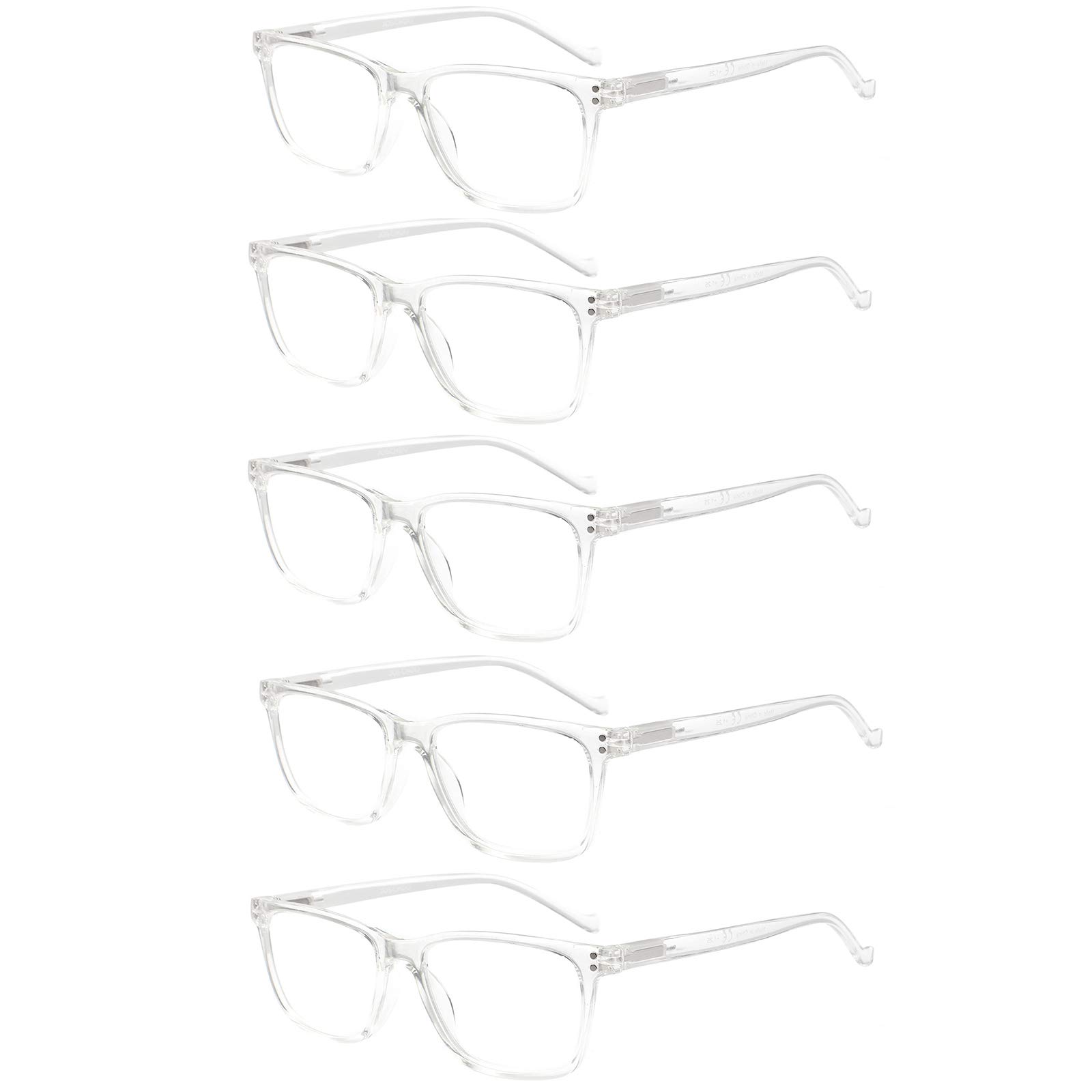 Photo 1 of 5 Pack Reading Glasses Men Women Spring Hinges Comfortable Glasses for Reading (5 Clear, 1.25)