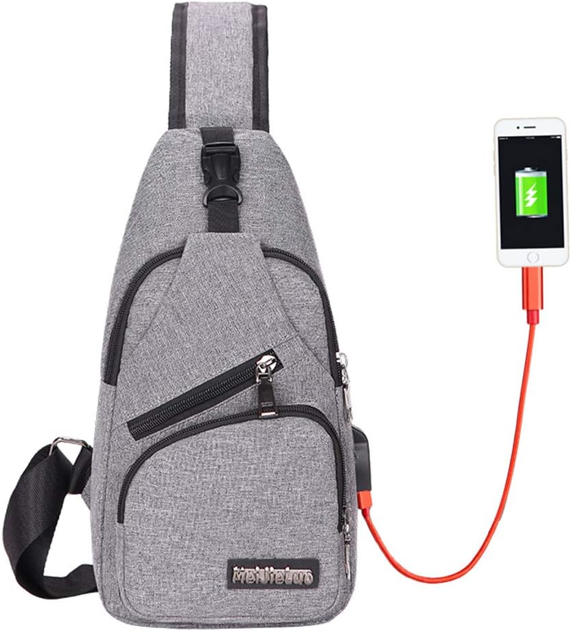 Sling Bag Men Chest Shoulder Backpack Crossbody Bag with USB Charging Port for Women Hiking Cycling Camping Daypacks