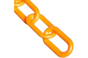 Mr. Chain Plastic Barrier Chain, Safety Orange, 2-Inch Link Diameter, 50-Foot Length (50012-50)