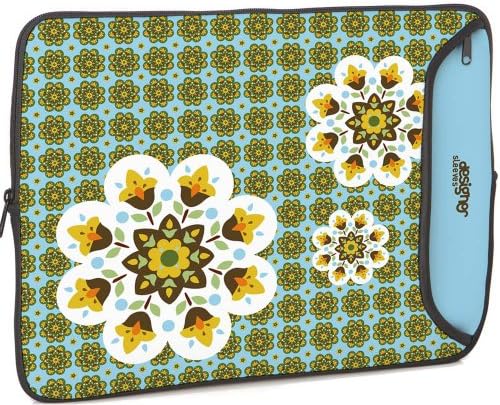 Designer Sleeve 17" Laptop Case Blue Flower with FREE matching Laptop Skin