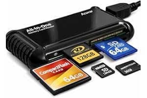 Acuvar High Speed USB Memory Card Reader – All-in-One SD, Micro SD, CF & XD Picture Card Reader for PC & Laptop
