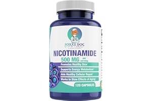 Dr. Valerie Nelson Nicotinamide 500 mg - Vitamin B3 – Energy; Cell & Skin Health. Value Priced - Flush-Free - 120 Veggie Caps by Foxxy Doc