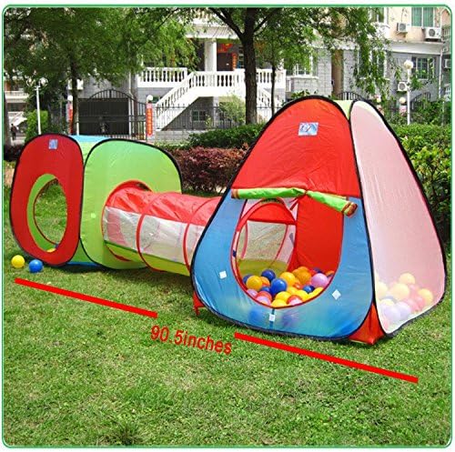 ikFun 3-Piece Pop Up Children Play House With 1 Crawl Tunnel and 2 Tents- Large Kids Play Tents for Boys,Girls,Babis,Toddlers for Indoor and Outdoor Use