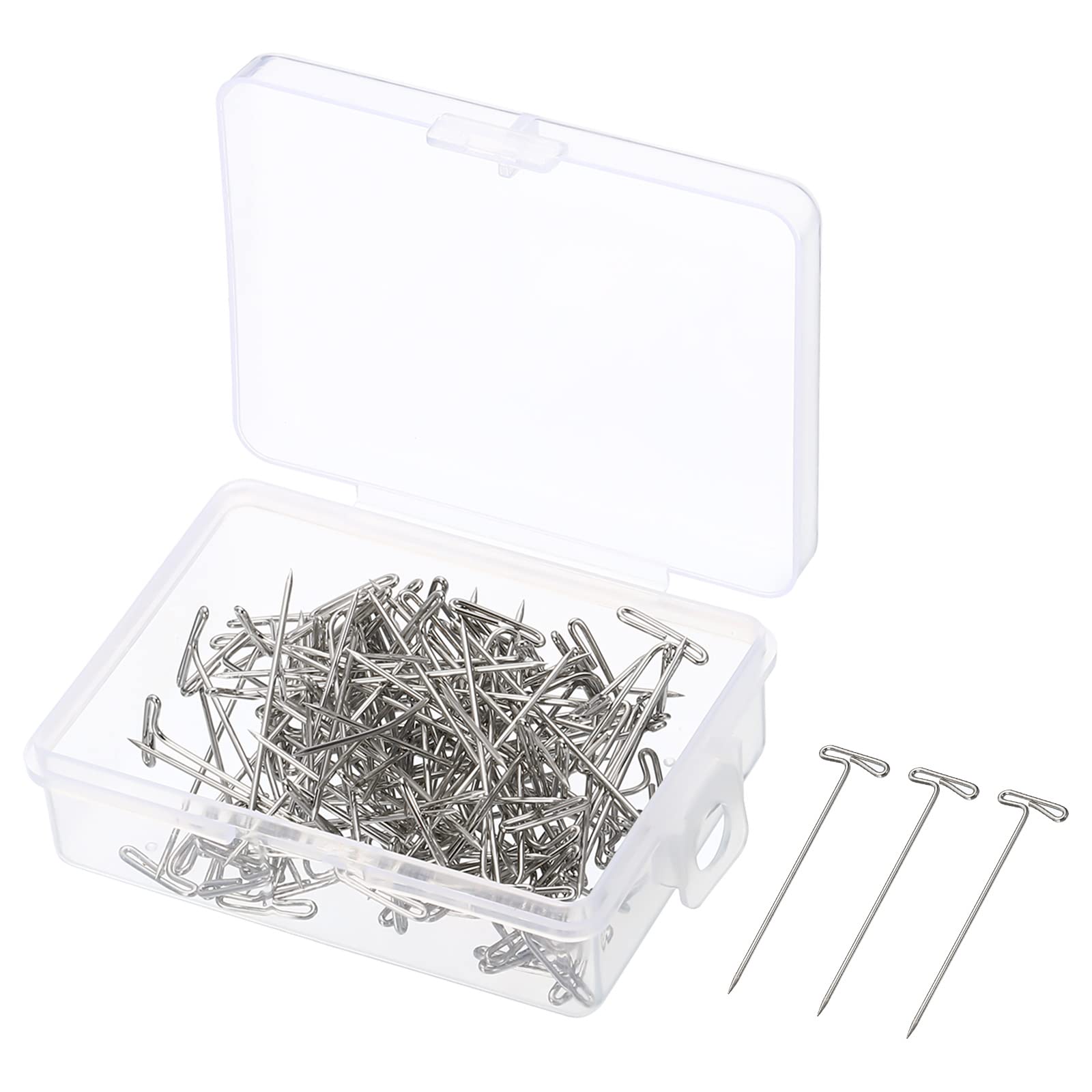 PATIKIL 1.5 Inch T-Pins, 100 Pack Stainless Steel Blocking Pin Needles for Modelling Crafts, Silver