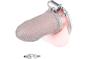 Male Chastity Cage, Male Cock Cage Chastity Device Flexible Metal Mesh Penis Cage with 45mm Ring Adult Sex Toy for Men Bondag