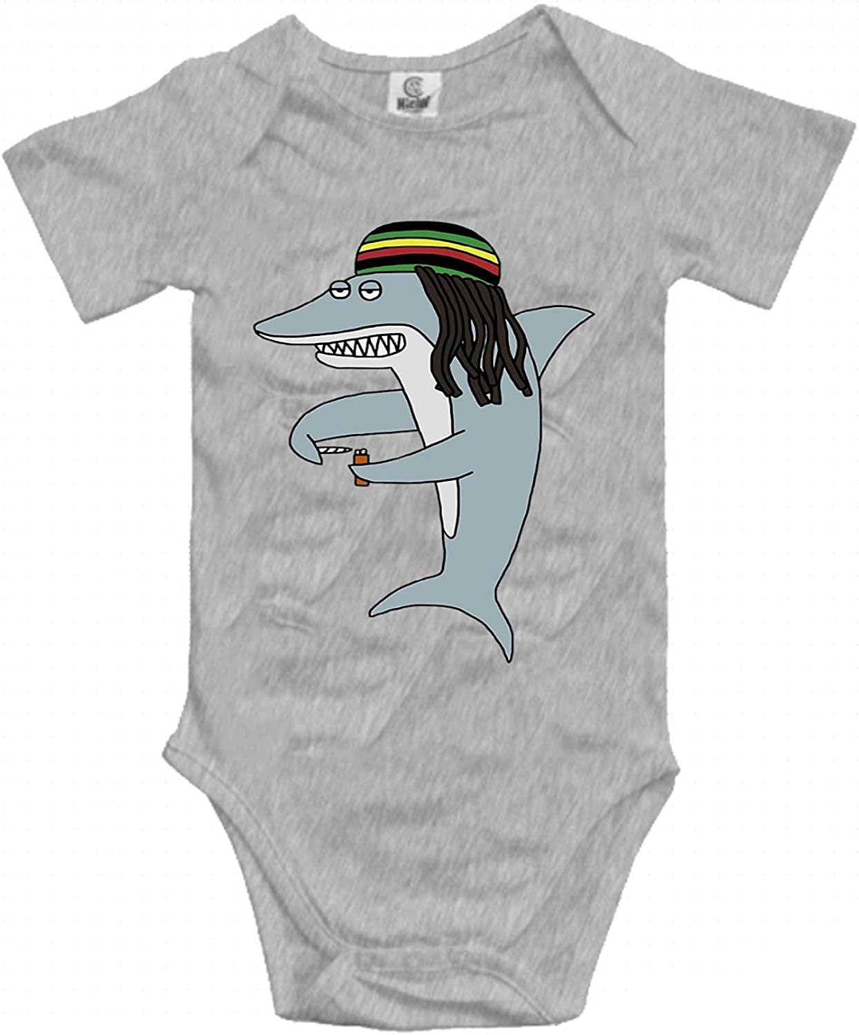 Reggae Shark Unisex Short Sleeve Bodysuit 100% Cotton Onesie for Baby Boy Girl