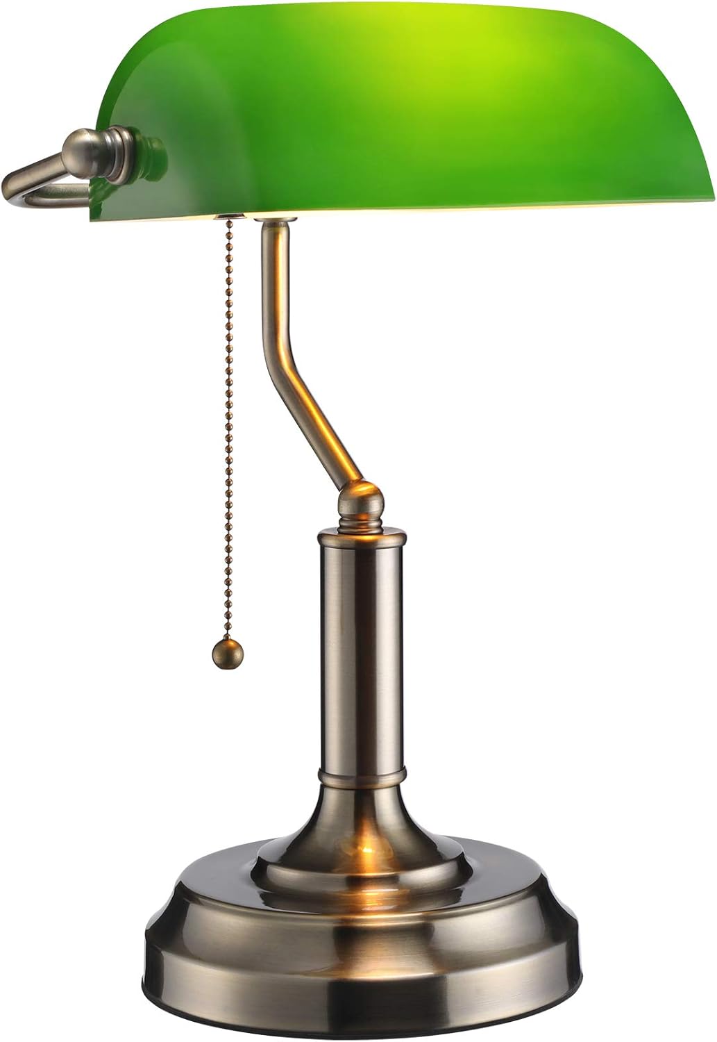 TORCHSTAR Traditional Bankers Lamp, Brass Finish, Emerald