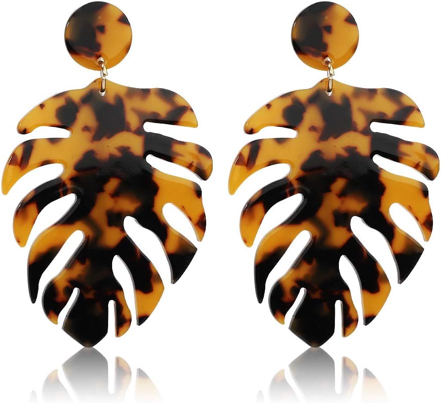 Acrylic Earrings for Women Drop Dangle Leaf Earrings Resin Minimalist Bohemian Statement Jewelry