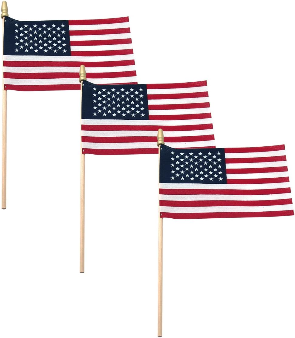 Super Tough Brand USA Stick Flag 4" x 6" Standard with Spear Tip - Made in The USA