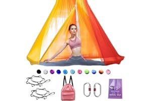 SAIVEN Aerial Silks-Aerial Yoga Hammock with Deluxe Yoga Swing Set, Flying Yoga, Aerial Dance(L:5m x W:2.8m)