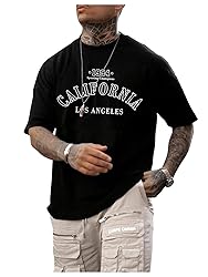GORGLITTER Men's Crewneck T Shirt Letter Graphic