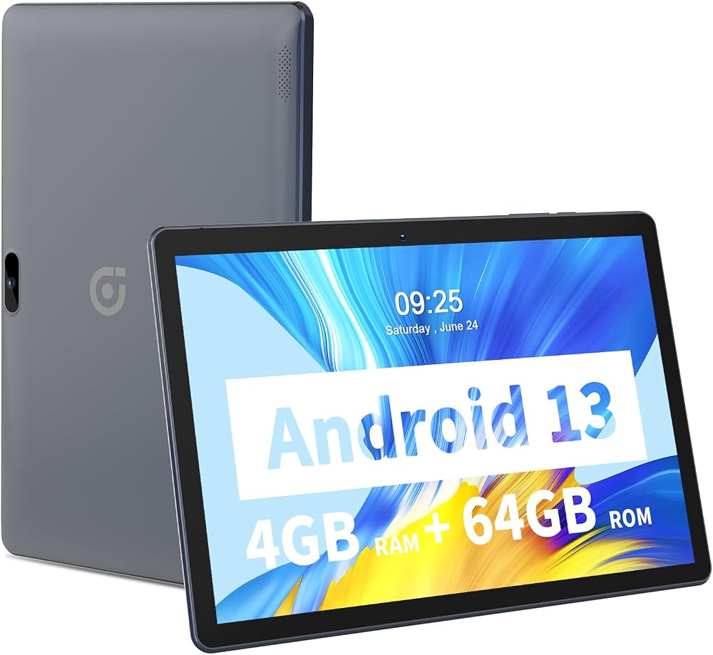 PRITOM 10 Inch Android Tablet 64GB ROM 1024GB SD Expand Quad Core 6000mAh