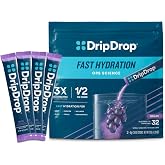 DripDrop Hydration Grape Electrolyte Packets, Powder Drink Mix, 32 Count | Grape; 3X Electrolytes; Potassium, Magnesium, Zinc, Vitamin C; Single Serve; Portable; Daily Use, Workouts, Travel