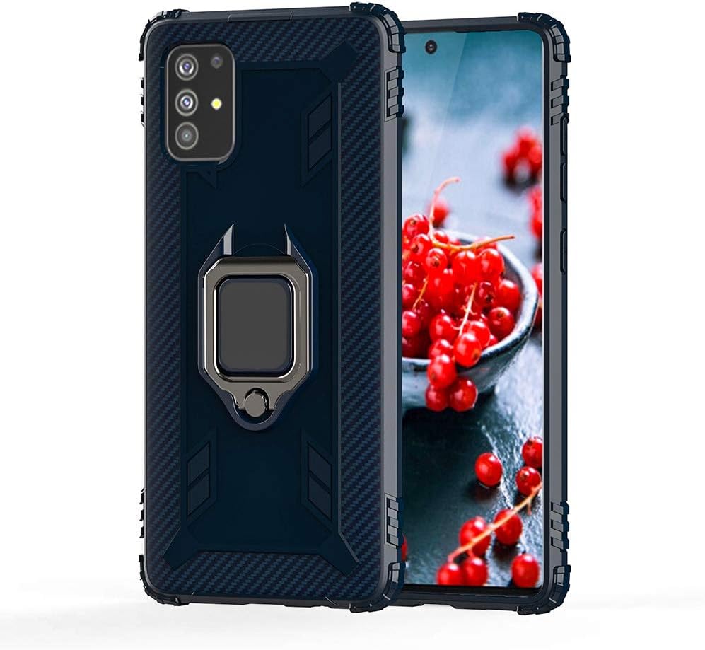 TANYO Phone Case Designed for Samsung Galaxy M31, TPU Silicone Rugged Armor Protective Cover, Heavy Duty Shockproof Hard Shell with 360° Magnetic Ring Kickstand, Blue