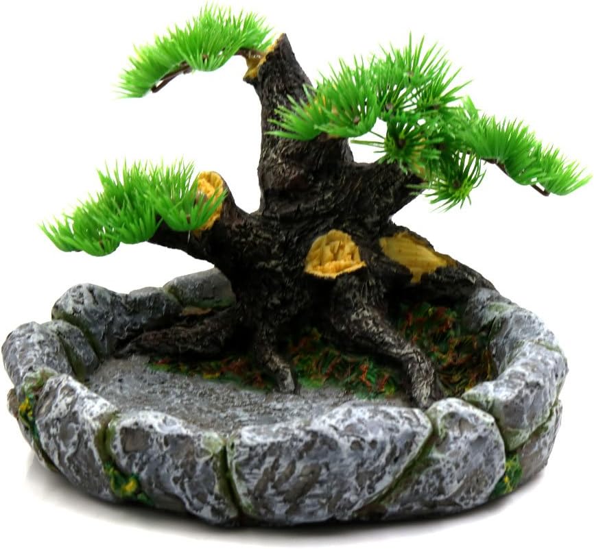 uxcell Resin Tree Designed Reptiles Feeding Bowl Water Food Holder Terrarium Landscape Decor Large Size