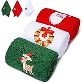YIMIKE Christmas Hand Towels, 3 Piece 12x18 in Maxs Dish Towel Bathroom Kitchen,100% Cotton,Decorative Dish Face Towels Set for Drying,Cleaning,Cooking and Decorations,Embroidered Holiday Design