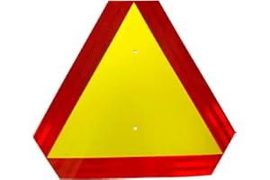 MINTON Slow Moving Vehicle Triangle Sign, Aluminum Farm Triangle Safety Sign, SMV Sign with Reflector, 14"x16" Engineering Grade Reflective for Golf Cart Tractor UTV (Yellow)