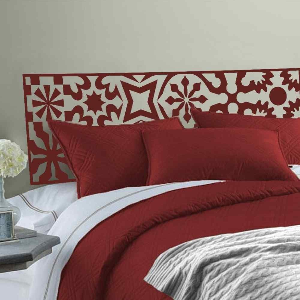 Bed Decoration Quilted style Headboard Wall Decal Vinyl Wall Art Sticker Bedpost(King, Black)