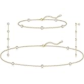 LULII Tennis Necklace Bracelet for Women, Dainty Sterling Sliver Choker Necklace Crystal Link Bracelet Stud Earrings for Women Wedding Jewelry for Bride Jewelry Set Accessories