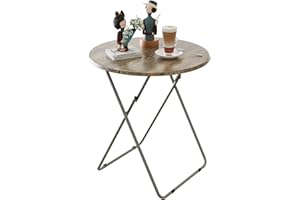 Fleecy day Round Folding TV Tray Table TV Dinner Tray with Sturdy MDF,No Assembly Required 17.5 x 17.5 x 26 in(3D)