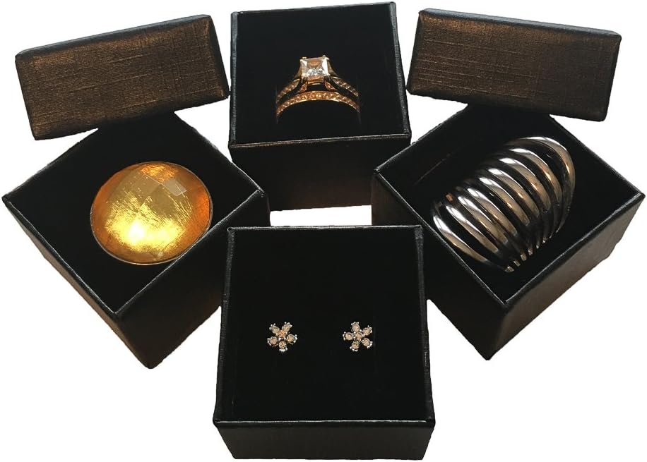 Black Ring Gift Box with Foam and Velvet Insert Wholesale Pack of (96): Home Improvement