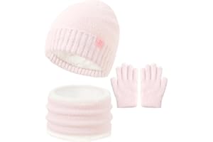 DS DADOU&XIAOSHAN Kids Hat and Gloves Set Girl Boys, Toddler Beanie Winter Hat Neck Warmer Gaiter Gloves Mittens Fleece Lined for 6-8 4t 5t 4-8
