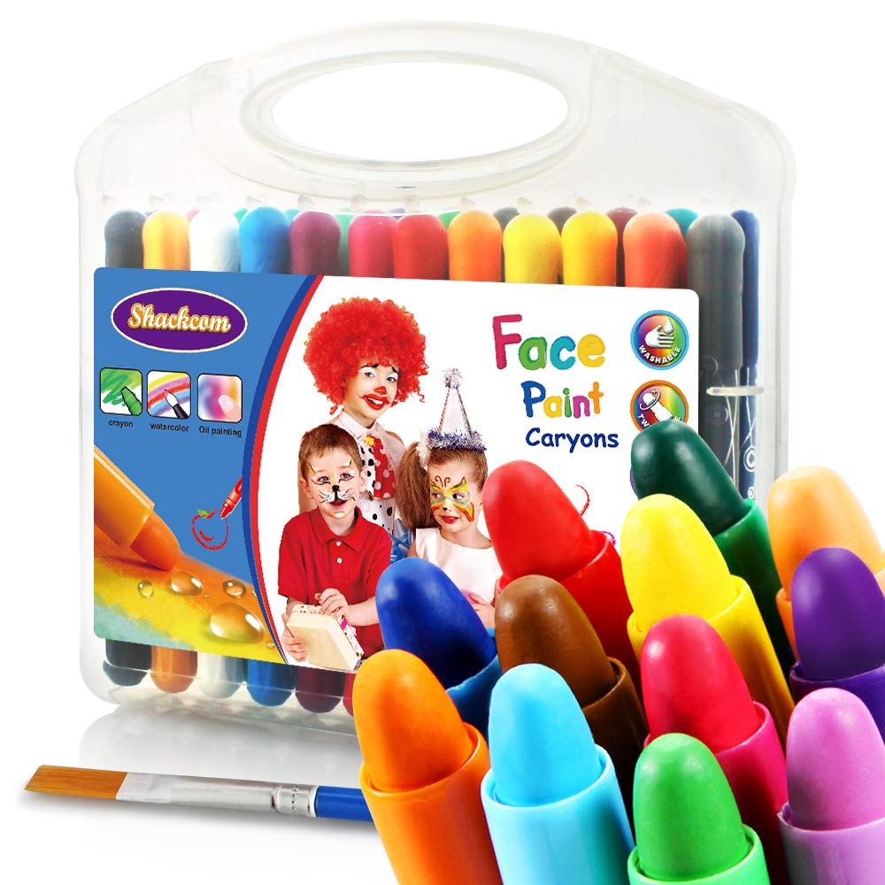 Face Paint Crayons 24 Colors with Brushes, Safe
