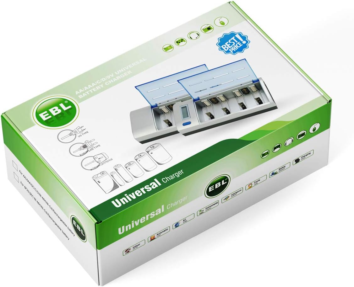 EBL D Cells 10000mAh Rechargeable Batteries (4 Counts) with C D 9V AA AAA Battery Charger: Electronics