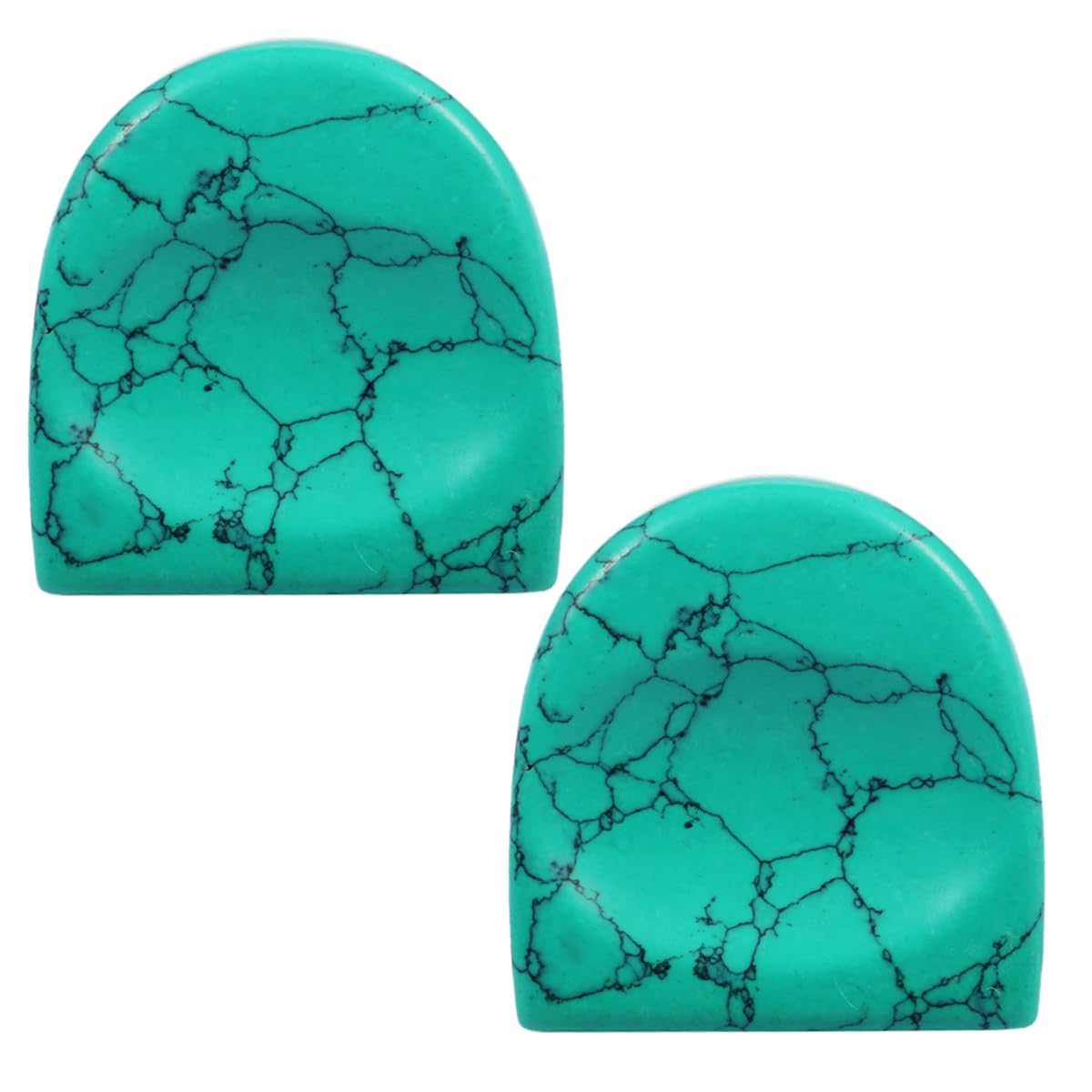 mookaitedecor Pack of 2 Green Howlite Turquoise Crystal Thumb Worry Stones for Anxiety Stress Relief, Polished Semicircle Pocket Stones Palm Quartz Healing Crystal Gifts for Reiki Chakra Balancing