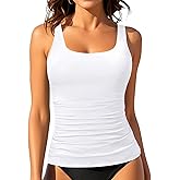 Aqua Eve Tankini Tops for Women Swimwear Top Only Tummy Control Bathing Suit Top No Bottom (Available in Plus)
