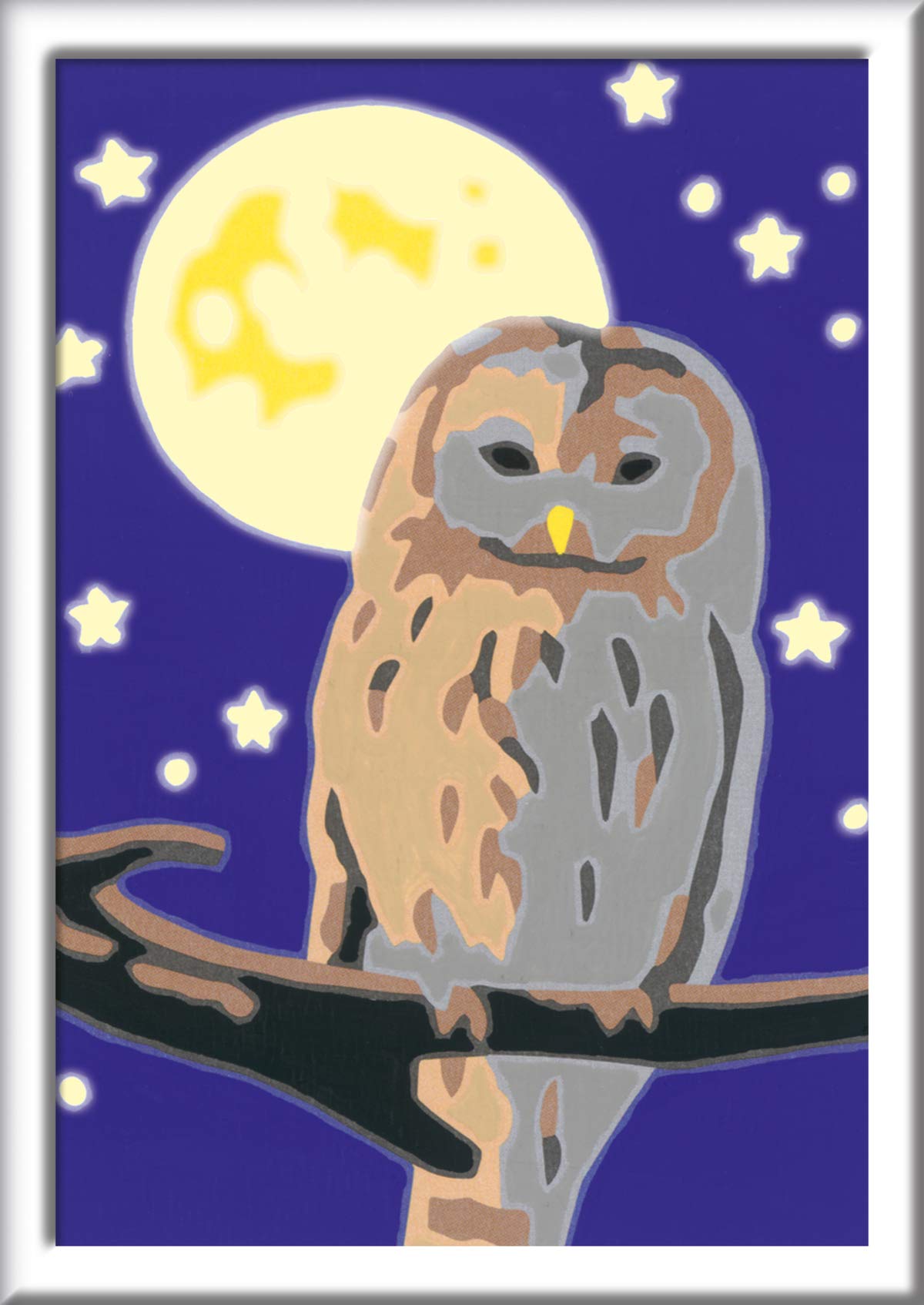 Ravensburger CreArt 28772 Night Owl Painting by Numbers for Children from 7 Years, Painting Set with Frame, Brush and Acrylic Paints, Gift for Girls and Boys, Glow in the Dark