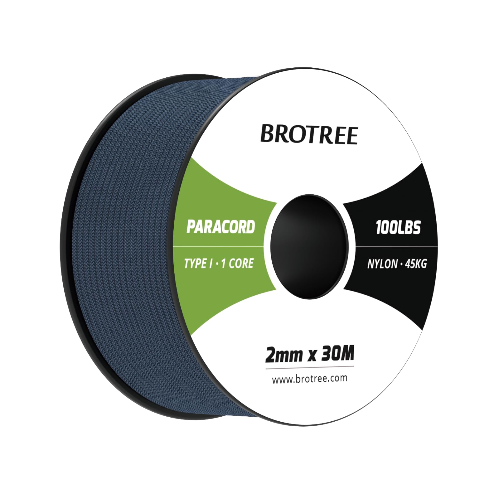 Brotree Paracord 2mm 30M 100% Nylon Rope 1 Strand Parachute Cord for Outdoor, Craft, DIY - 45kg Breaking Load (Navy Blue)