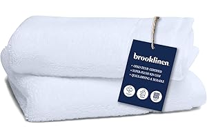 Brooklinen Super-Plush Turkish Cotton Washcloths Set of 2 Cotton, 820 GSM, Highly Absorbent, Machine Washable, Perfect for Home & Bathroom (13" x 13", White)