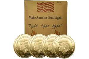 ARYITEN 2025 Gold Coins Fighting for America, Coins Save America, Make America Great Again(MAGA), 40mm Gold Plated Commemorative Coins Gift, Merchandise