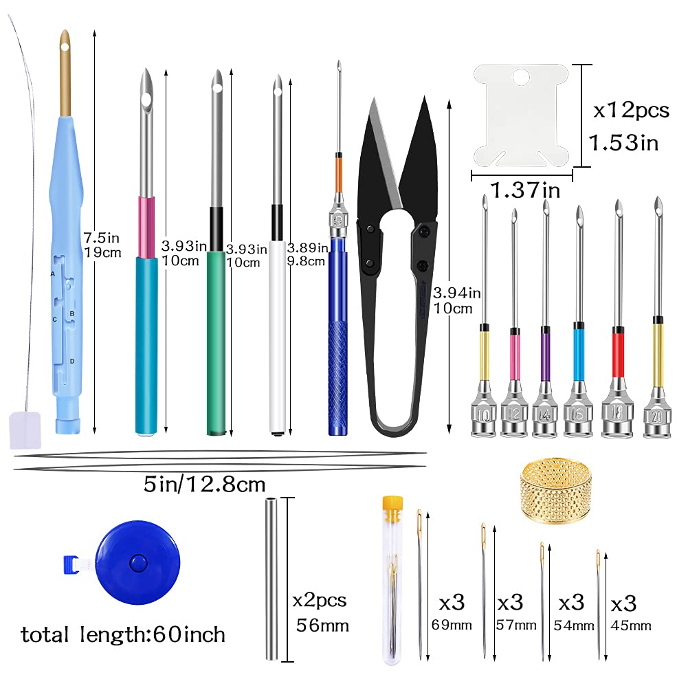 JUPEAN Punch Needle Embroidery Kits, 156 Pcs Punch Needle Tool, 110 Pcs Embroidery Thread and Hoops, Punch Needles Kit for Beginners